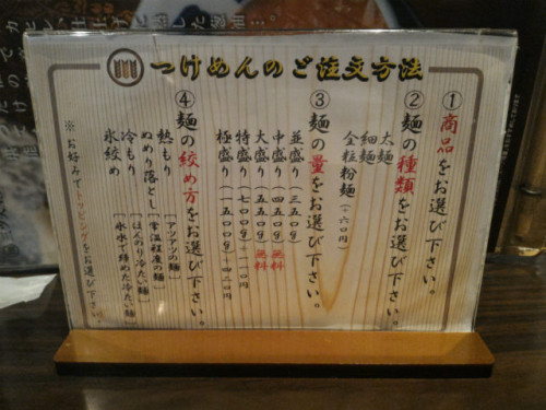 つけめんの注文方法